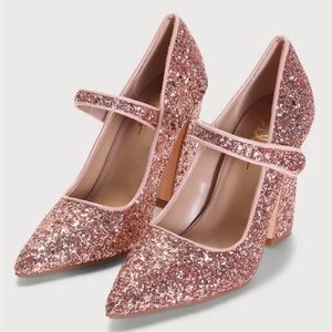 Rose Gold Glitter Pointed-Toe Pumps Brand New 7 and 8 sizes available